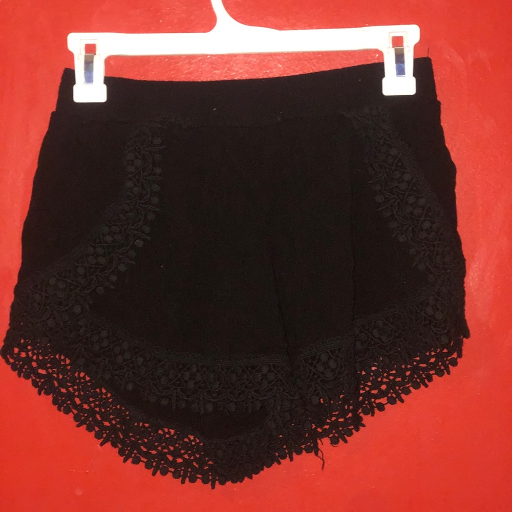 Black lace trim shorts